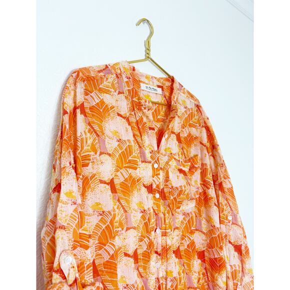 Free People Tropical Hawaiian Maxi Tunic Top Size Medium Lightweight Boho Resort - Picture 7 of 13